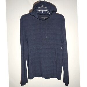 John Varvatos USA Mens Navy Blue Space Dye Pima Cotton Hoodie K1303P4B Large
